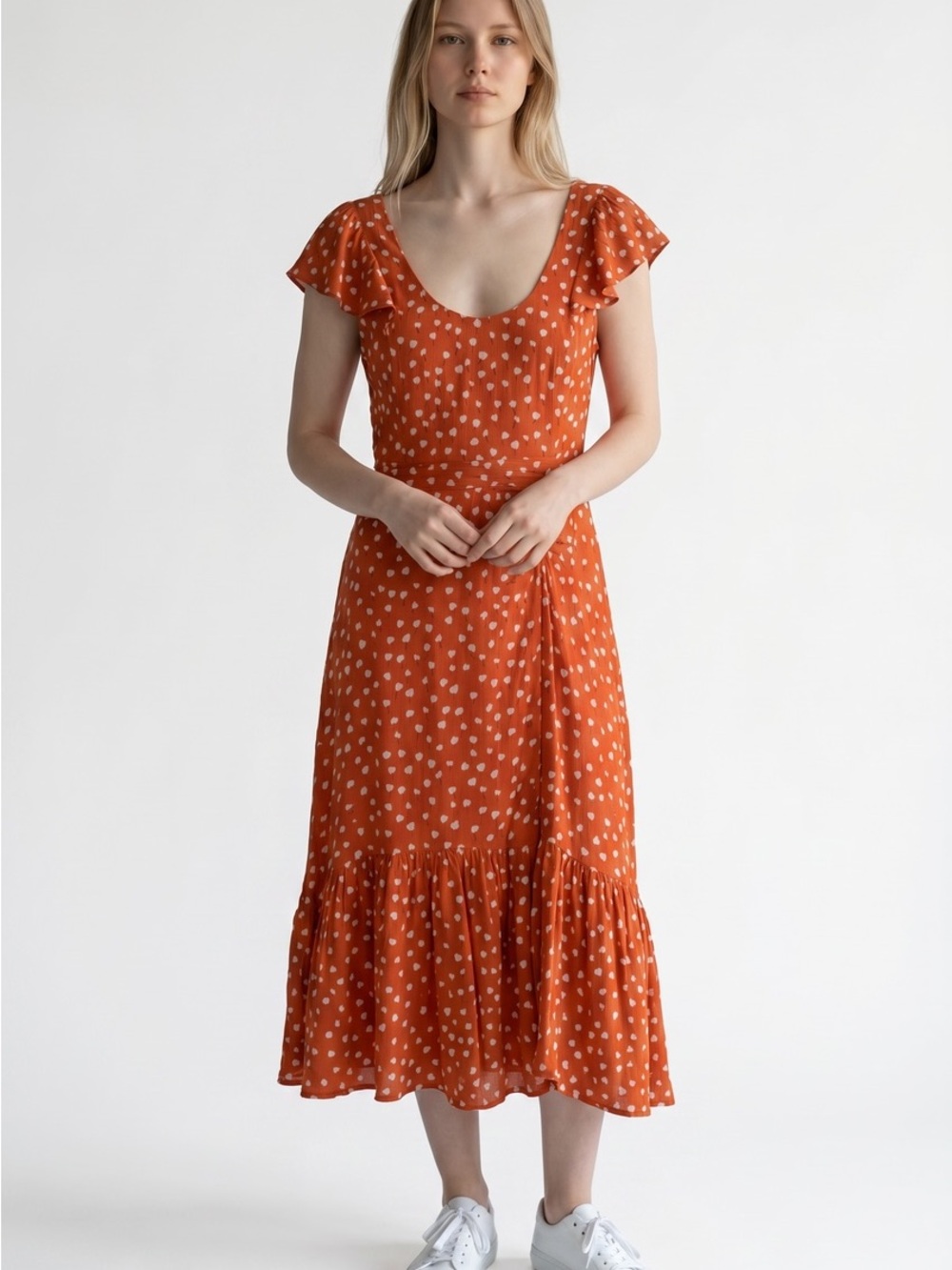 Anthropologie - Maeve Flutter Sleeve Midi Dress